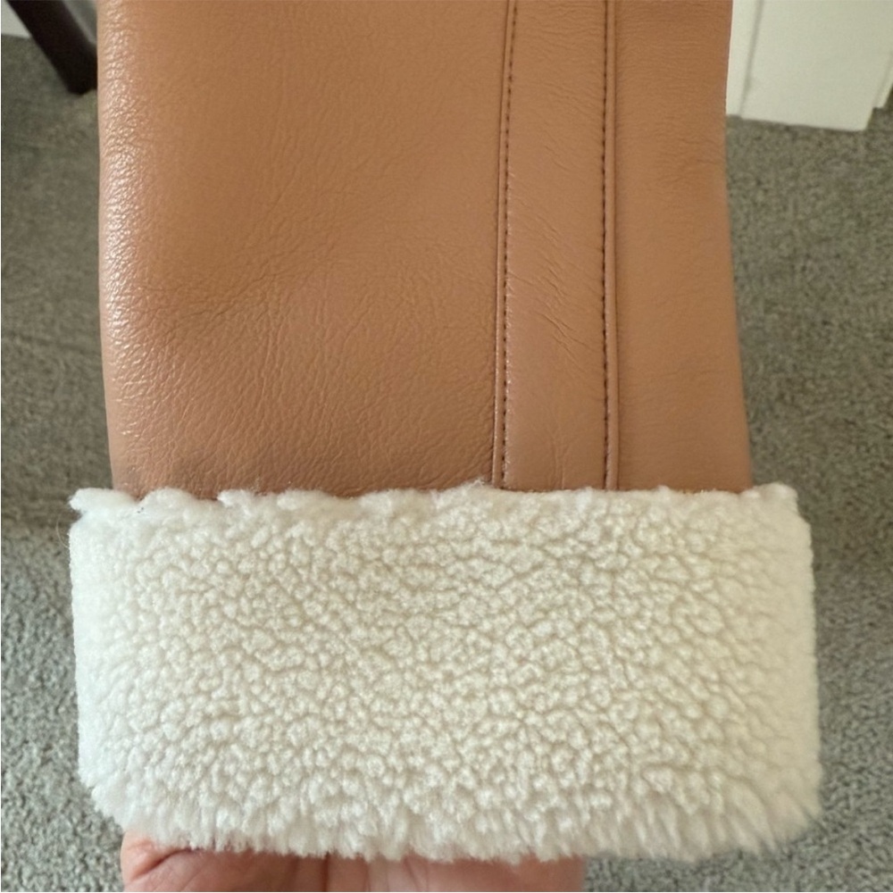Stand Studio Tan Leather Jacket With Shearling Co… - image 7
